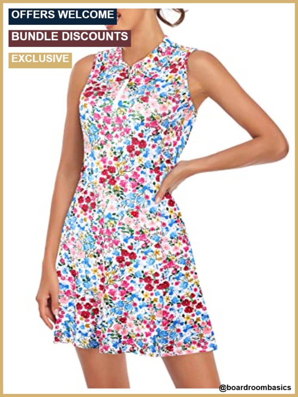 Women's Sleeveless Zip Up Athletic Dress with Shorts Pleated Tennis Golf